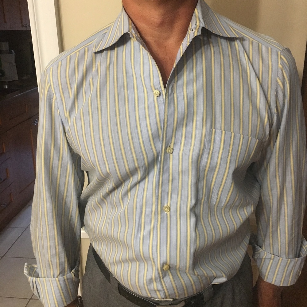 Men’s Blue and Yello Barba Dress Shirt Size 16